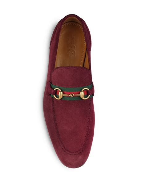 red suede gucci loafers